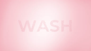 Wash inscription blown off the wet glass on pink background