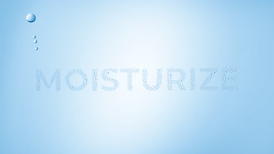 Moisturize word blown off the wet glass on blue background