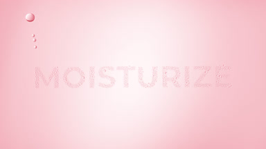 Moisturize word blown off the wet glass on pink background