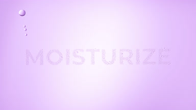Moisturize word blown off the wet glass on violet background