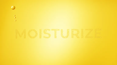 Moisturize word blown off the wet glass on yellow background