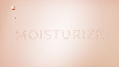 Moisturize word blown off the wet glass on beige background
