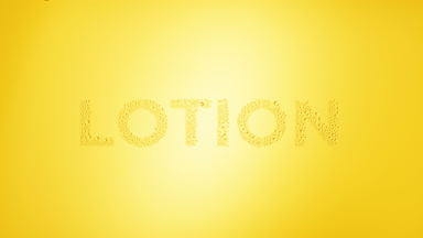 Lotion writing blown off the wet glass on yellow background