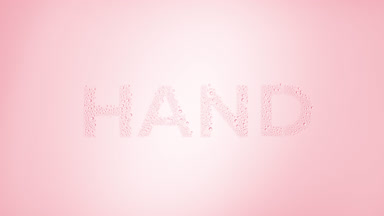 Hand word blown off the wet glass on pink background