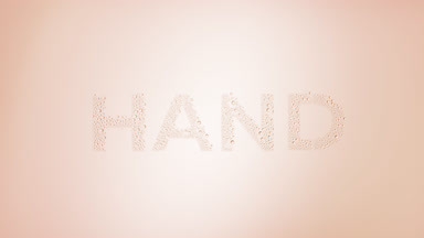 Hand word blown off the wet glass on beige background