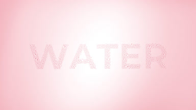 Water writing blown off the wet glass on pink background