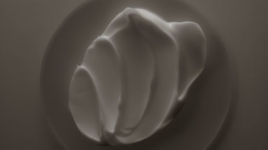 White cosmetic cream on glass round being in shadow for a while