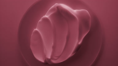Pink cosmetic cream on glass round being in shadow for a while
