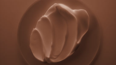 Beige cosmetic cream on glass round being in shadow for a while