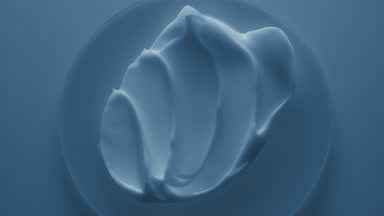 Crane shot of blue cosmetic cream on glass round in the shadow