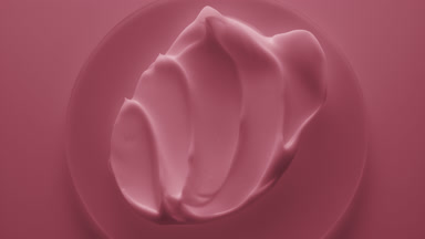 Crane shot of pink cosmetic cream on glass round in the shadow