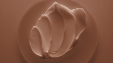 Crane shot of beige cosmetic cream on glass round in the shadow