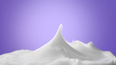 White cosmetic cream jar has been opened on violet background