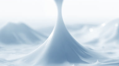 Crane shot of blue cap has been removed from blue cream