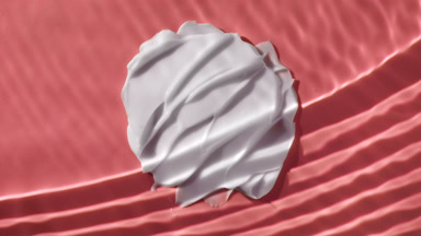 White cream smears on pink background under rippling water
