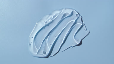 Colorless gel smears appear from shadow on pale blue background