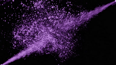 Purple bubbles are being injected in water from two corners