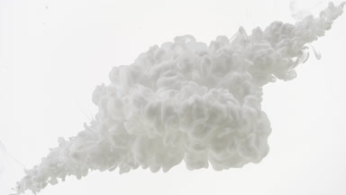 White ink is injected in water from corners on white background
