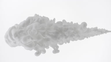 Macro of grey ink is being injected in water on white background