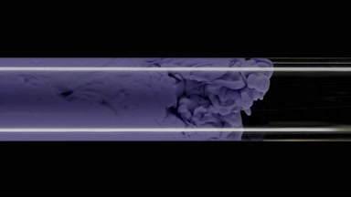 Macro of violet ink flows inside test tube with water filling it
