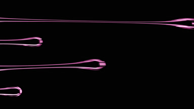 Four drops of purple transparent viscous fluid flowing for while