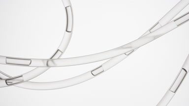 Grey liquid flowing in connecting tubes in different directions