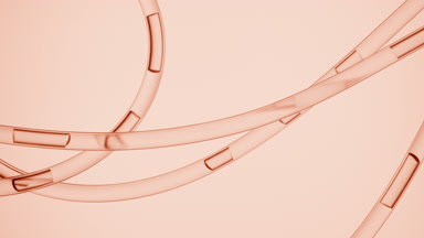 Beige liquid flowing in connecting tubes in different directions
