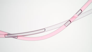 Pink liquid is flowing in two connecting tubes in same direction