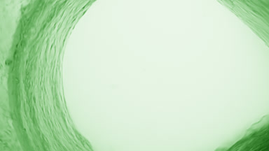 Curved water wave flows creating a tunnel on green background