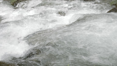 Mountain river water bubbling and foaming