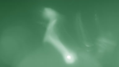 Green shimmering leak overlay center glow moves up