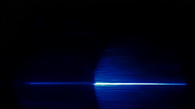 Blue laser light leak flashing at frame bottom edge