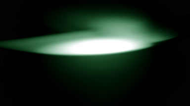 Green light leak overlay with chaotic glowing spot