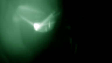 Green prism flare light leak overlay left for compositing