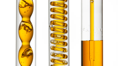 Calendula extract bubbling in condenser, flowing to tube dropper