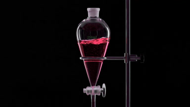 Rose hydrosol injected in funnel creating dynamic liquid splash