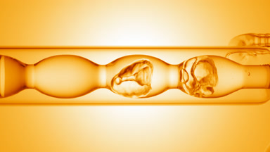 Pumpkin extract drains from bulb laboratory condenser, detail
