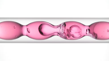 Hyaluronic acid fills and drains from bulb laboratory condenser