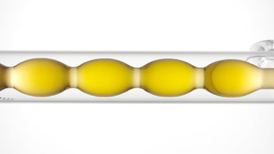 Collagen liquid fills and drains from bulb laboratory condenser