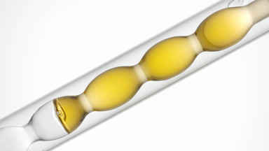 Fragrance liquid in inclined bulb condenser for cosmetics lab