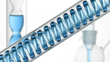 Collagen liquid bubbling in lab coil, bulb condenser, absorber