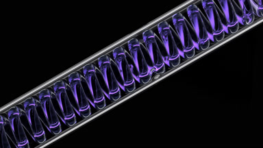 Butterfly pea tincture fills inclined coil condenser for beauty