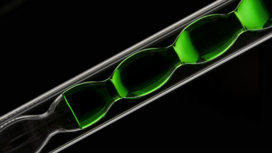 Spirulina solution filling and draining inclined bulb condenser