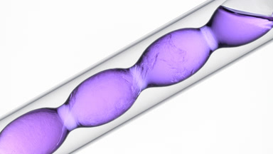 Hyaluronic acid mixing in flask, refractive swirls & schlieren