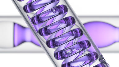 Hyaluronic acid flows in spiral coil, bulb condenser labware