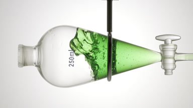 Yarrow hydrosol injected in funnel, producing internal splashes
