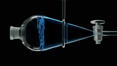 Butterfly pea tincture injected create colorful splash in funnel