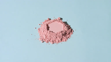 Pastel Pink Powder with Hexagonal Engraving on Blue
