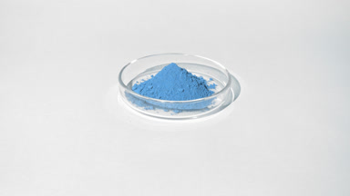 Blue Lazurite Powder in Petri Dish with Dynamic Shadows