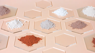 Beige and Brown Powders in Dynamic Light on Glass